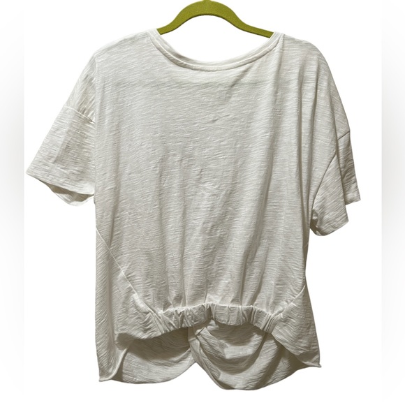 White Cotton Top with Front Knot and Elastic Back - Picture 2 of 2